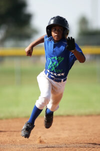 Boy Baseball Uniform Running